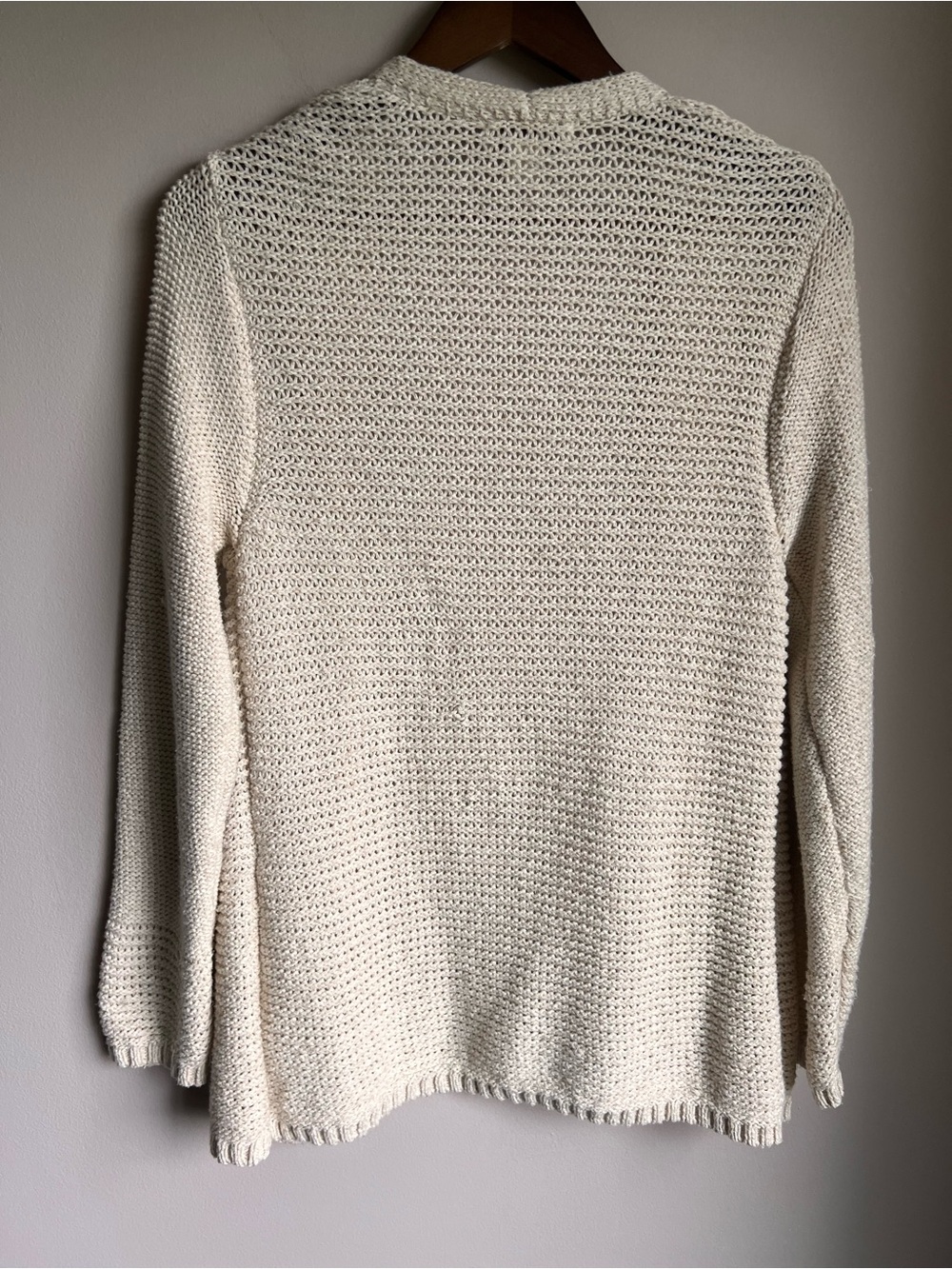 Coldwater Creek Womens S Open Knit Cardigan Sweater Ivory Fisherman Coastal Boho - Picture 3 of 11